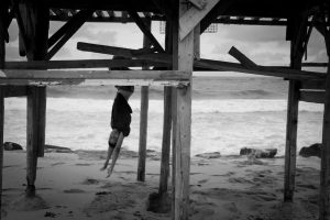 Benghazi beach Libya B/W